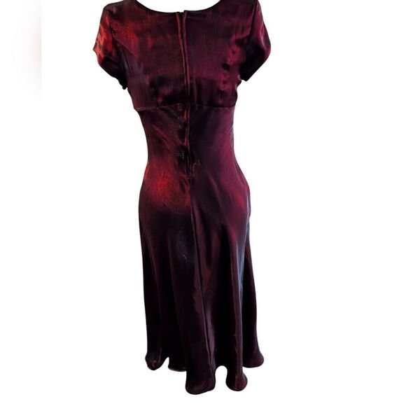 Vintage 90s Elegant Burgundy Embroidered Satin Dress‎ Vamp - Picture 4 of 11